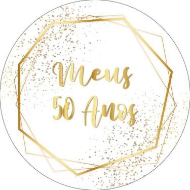 Imagem de Painel De Festa Redondo 1,50x1,50 - Geométrico Dourado Meus 50 Anos 08