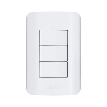 Imagem de 3 interruptores mdl sp 10a pl 4x2 branco linha canoa 2614 romazi