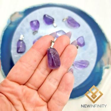 Imagem de Pingente de Pedra Ametista rolada cristal Natural - New Infinity