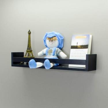 Imagem de Prateleira MDF Preto em U Quarto bebe infantil c/ apoio 60cm - Norte D