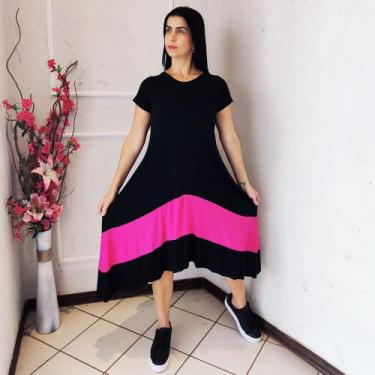 Imagem de Vestido Plus Size Evangelico Mullet Soltinho Gestante de Ponta e Bico 