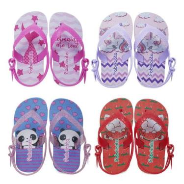 Imagem de Kit 4 Pares Chinelo Sandália Infantil Bebê Menina Menino K39 - FABRICA
