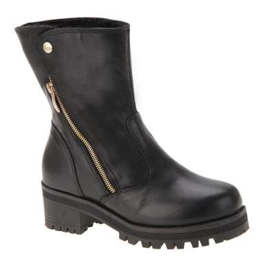 Imagem de Bota Feminina Couro Cano Baixo Tratorada Coturno Forrada La Botte, Pre