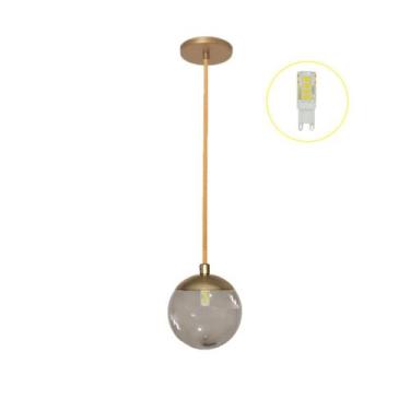 Imagem de Pendente Dourado P/ Bancada Cozinha Cabeceira De Cama + Led - Arevo Il