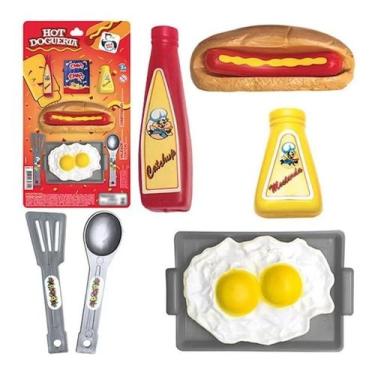 Imagem de Comidinhas De Brinquedo Cachorro Quente Kit Hot Dogueria 9pç - Pica Pa