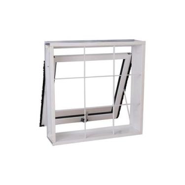 Imagem de Janela Maxim-Ar em Aço 60 x 60 x 12 cm Grade Quad. Branco Prática MMac