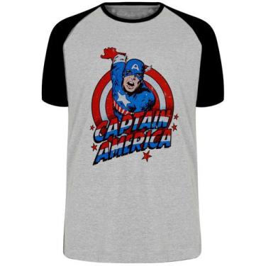 Imagem de Camiseta Capitão América Cartoon  Blusa Plus Size extra grande adulto 