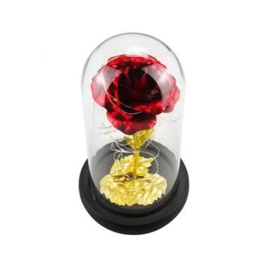 Imagem de Luminária Cilíndrica Rosa Folhas Douradas ou Vermelha 22cm - Taimes, V