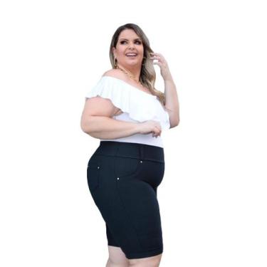 Imagem de Bermuda feminina cotton plus size com elastano sku:bc10 - R.S MODAS, P