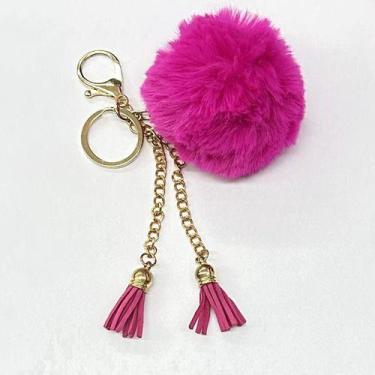 Imagem de Chaveiro Pompom Com 2 Bolas 8cm Decoração Pingente - oem, Lilás