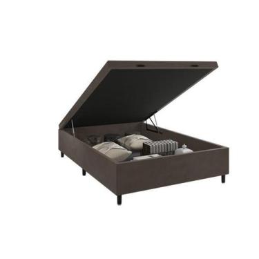 Imagem de Box Bau casal com pistão e alça suede marrom 138cm - Italian