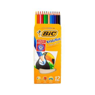 Imagem de Caixa de Lápis de Cor Sextavado Evolution BIC 12 Cores Vivas Ponta Res