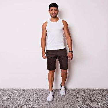 Imagem de Bermuda Masculina Esporte Fino em Sarja - I.Con, Verde militar, 38