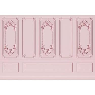 Imagem de Leyiyi 3,6 x 3 m rosa claro vintage quarto interior pano de fundo europeu moldura moderna castelo francês parede de cimentaria estilo retro fundo foto cowboy crianças aniversário retrato estúdio adereços vinil papel de parede