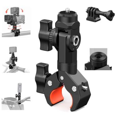 Imagem de Suporte para câmera de guidão de motocicleta para câmeras de ação GoPro Insta360 X5 X4 X3 X2 ONE RS R Mevo Start DJI, super braçadeira com interface de rosca de 0,6 cm, braço mágico para moto