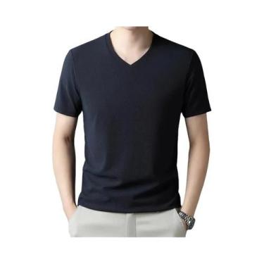 Imagem de Camiseta Masculina Gola V Waffle - Confortável para o Verão 2024, BR-P