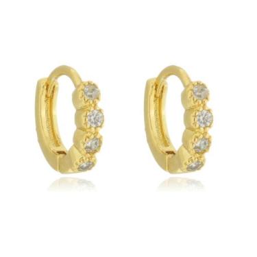 Imagem de Brinco de Cartilagem Pequeno Banho Ouro 18k Argola De Fecho Unissex - 