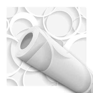 Imagem de Papel de Parede Adesivo Branco Efeito 3D Círculos Moderno Quarto Sala 