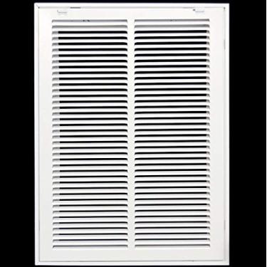 Imagem de Grade de filtro de ar de retorno de aço de 35,5 cm x 45,7 cm para filtro de 2,5 cm - abas de plástico fáceis para rosto/porta removíveis - Capa para dutos HVAC - Face plana estampada - Branco [Dimensões externas: 40 cm L X 45 cm]