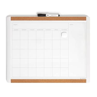 Imagem de U Brands Quadro de calendário magnético apagável a seco, 50,8 x 40,6 cm, moldura branca Pin-It, inclui marcador e ímã