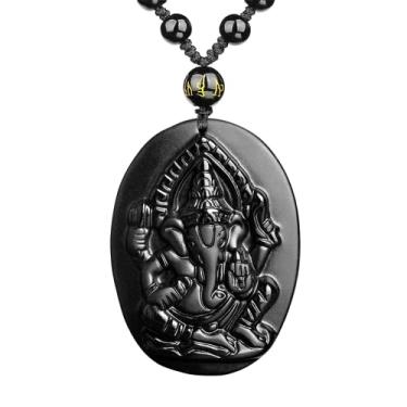 Imagem de Colar de obsidiana preta Yin Yang Talisman Amulet com pingente de proteção com corrente ajustável de contas de cristal para homens e mulheres, Cristal, Obsidiana