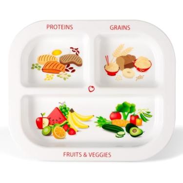 Imagem de Health Beet MyPlate Portion Control Plate – 3 Divided Sections for Proteins, Grains & Fruit+Veggies - Dishwasher & Microwave Safe Sectioned Plates for Health Education (1 Pack)