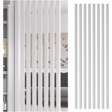 Imagem de Coluna de suporte para divisórias de sala de divisória branca, coluna de divisória de ripas de madeira de 8 pacotes para separador de salão de beleza de hotel de escritório doméstico, tela d