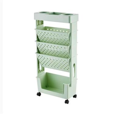 Imagem de Carrinhos de livros para porta-revistas com rodas, unidade de prateleira de 5 camadas, carrinho de arquivo multifuncional, carrinho móvel, carrinho utilitário, rodas de prateleira para econo