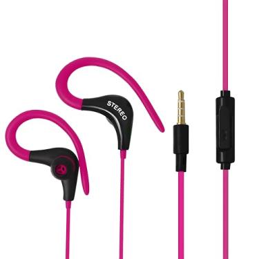 Imagem de SPRINT4DEALS Fones de ouvido com fio com microfone, fones de ouvido estéreo com cancelamento de ruído para corrida, cozinha, academia, esportes – fone de ouvido intra-auricular com microfone (rosa)