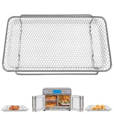 Imagem de GWBSXM Cesta de substituição para fritadeira a ar Emeril Lagasse Dual Zone 360 Air Fryer Forno 25 QT Air Fryer Convection Toaster Forno 29.5 cm x 17.5 cm de malha antiaderente acessórios de aço peças