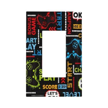 Imagem de HIZUWKY Controlador de videogame 1 Gang Single Rocker Light Switch Cover Boys Placa de Parede Decorativa Tomadas Elétricas Tamanho Médio Placa Frontal Interruptor de Luz para Crianças Quarto e