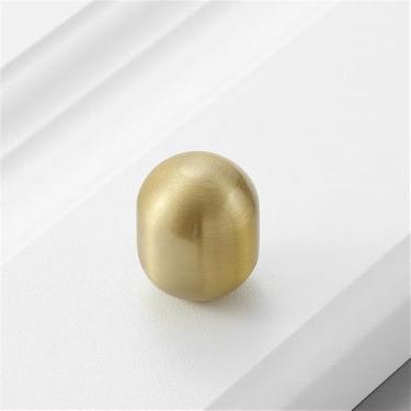 Imagem de Puxador redondo de cobre puro com furo único, puxador americano moderno simples de latão dourado para porta de armário de guarda-roupa, puxador vintage, ouro escovado, S, CHINA