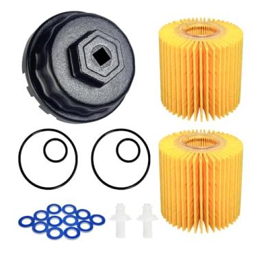 Imagem de Chave de filtro de óleo de 64 mm com kit de troca de filtro de óleo 04152-yzza1 para Toyota, Tacoma, Camry, Tundra, Highlander, Lexus, RAV4. Serve para motores de 2,5 a 5,7 L, conjunto de ferramentas
