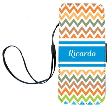 Imagem de Rikki Knight "Ricardo" Capa carteira flip azul com aba magnética para iPhone 5/5s - nome Chevron azul "Ricardo"