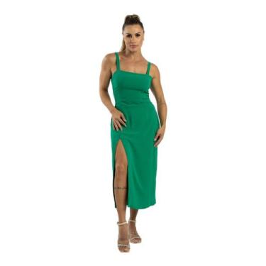 Imagem de Vestido Midi Convidado Aniversário Viagem - CCS MANIA, Verde, M