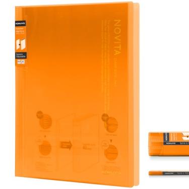 Imagem de Kokuyo Fichário de 40 bolsos com mangas de plástico 21,6 cm x 28 cm (amarelo), pasta de portfólio de arte expansível com letras A4 e EUA com protetores de folha transparentes. 80 páginas de livro de