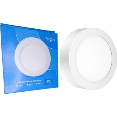 Imagem de Plafon Led Sobrepor Elgin Redondo 24W. 6500K. Bivolt Branco, Branco