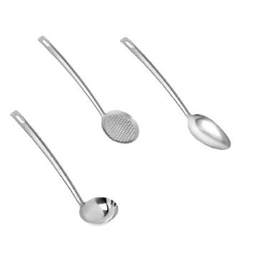 Imagem de Kit 3 Peças 1 Concha 1 Colher de servir 1 Escumadeira Molhos sopas Buf