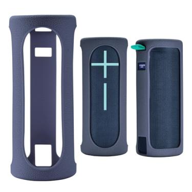 Imagem de Capa protetora de silicone para transporte de viagem compatível com alto-falante portátil sem fio Ultimate Ears Boom 4, capa de silicone com gancho de metal para Ultimate Ears Boom 4 (azul)