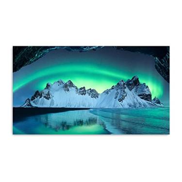 Imagem de Arte de parede em tela grande Aurora Boreal Pictures-Impressão de pintura de paisagem em tela - Northern Lights Canvas Prints-Blu ray Islândia Poster Arte de parede para decoração de sala de estar 90