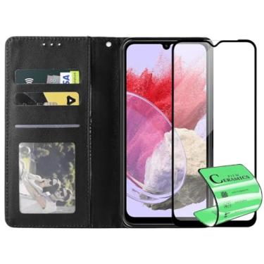 Imagem de Capa Capinha Carteira Flip e Película Cerâmica 9D Não Quebra Compatível Samsung Galaxy M34