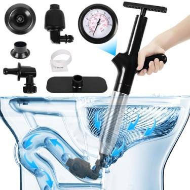 Imagem de Desentupidor de vaso sanitário de ar, removedor de entupimento de drenagem, Blaster de drenagem de ar de alta pressão com barômetro em tempo real Ferramentas de encanamento de pia de cobra potente,
