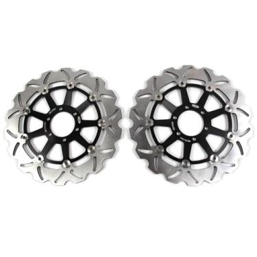 Imagem de 1 par de discos de freio dianteiros flutuantes de rotores compatíveis com Yamaha FZR600 1989, FZR600R 1990-1995, FZS600 FAZER 1998-2003 /FZ750 GENESIS 1989-1992, peças pretas de acessórios de