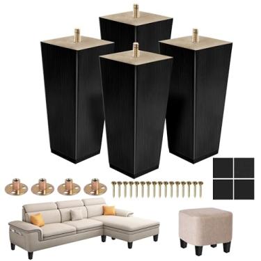Imagem de RVXHUA Pernas de móveis de madeira de 15 cm - Conjunto de 4 pés de substituição de madeira maciça para sofá, poltrona, cadeira, armário, suporte de TV, guarda-roupa, cômoda, sofá de namoradeira -
