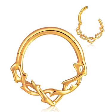 Imagem de Twolobes G23 Argola de titânio para septo, 16G ASTM F136, anéis de nariz de titânio, joia, clicker, cartilagem, brinco, segmento articulado, piercing Daith, preto, prata, ouro, 1 peça, 00G(10mm),