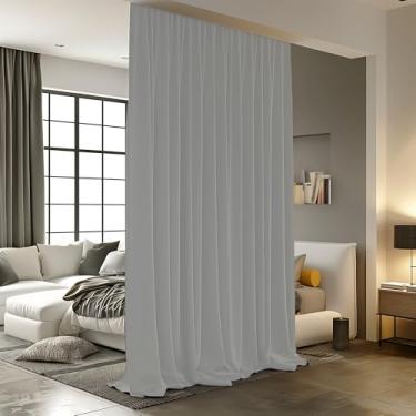 Imagem de Cortinas divisórias de quarto para varão de teto, cortinas blackout de teto com ganchos, redução de ruído, cortina de privacidade para trilho de montagem de teto na parede, 1,3 m de largura x 3 m de