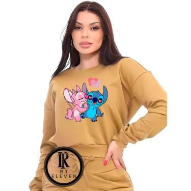 Imagem de Moletom Feminino Lilo e Stitch casal apaixonados Modelo Gola Careca Bl