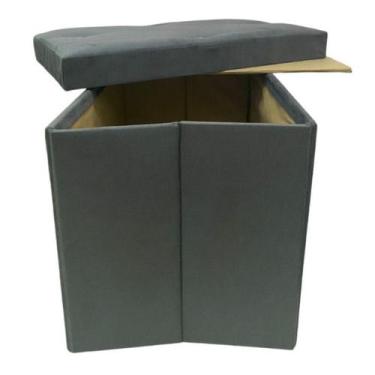 Imagem de Puff Baú Dobrável Prático e muito útil em Suede - Art. Belle, Cinza