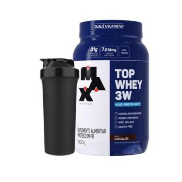 Imagem de Top Whey 3w Mais Performance 900g Max Titanium + Coqueteleira, CHOCOLA