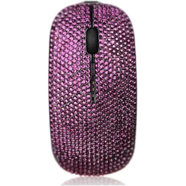 Imagem de SA@ Mouse sem fio liso luxuoso Bling Crystal Diamond Strass USB Slimline (roxo)